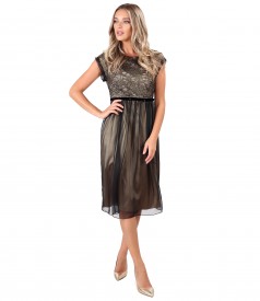 Rochie de seara cu dantela cu motive florale si perle