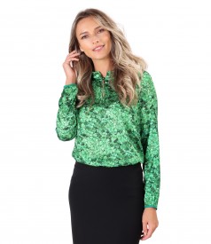 Bluza din saten imprimat cu motive florale