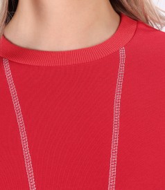 Bluza tip hanorac din bumbac gros cu cusatura decorativa