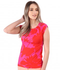 Bluza din jerse imprimat cu umeri cazuti