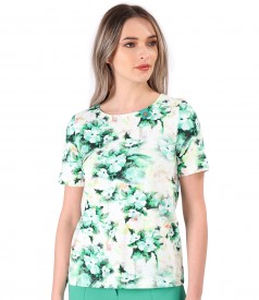 Bluza din bumbac elastic imprimat