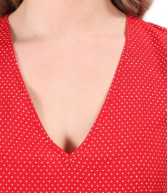 Rochie lejera cu volane din viscoza imprimata cu picouri