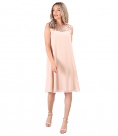 Rochie evazata de ocazie cu platca din dantela cu paiete