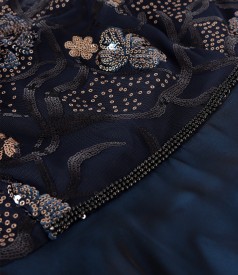 Rochie lunga cu bust cu broderie cu paiete