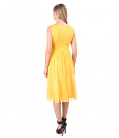 Rochie de seara din voal de matase naturala cu brosa