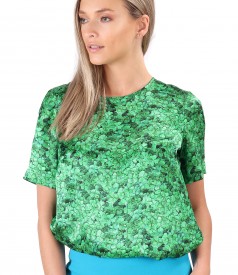 Bluza din matase naturala imprimata cu motive florale