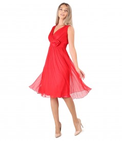 Rochie de seara din voal de matase naturala cu brosa