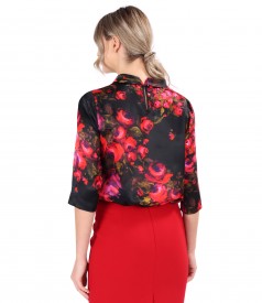 Bluza din matase naturala imprimata cu motive florale