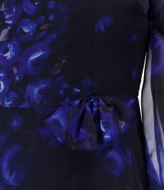 Rochie midi din voal imprimat digital cu motive florale