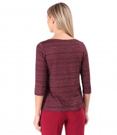 Bluza din jerse elastic imprimat cu motive geometrice