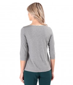 Bluza eleganta din jerse elastic cu maneci 3/4