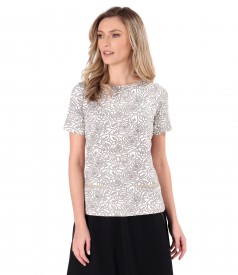 Bluza din jerse elastic de viscoza imprimat cu motive florale