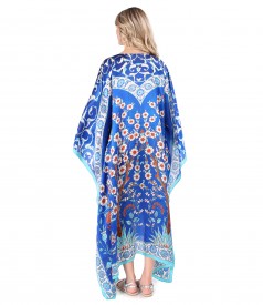 Rochie caftan din matase naturala fina cu cordon in talie