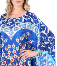 Rochie caftan din matase naturala fina cu cordon in talie