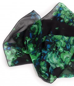 Esarfa din voal imprimat digital cu motive florale