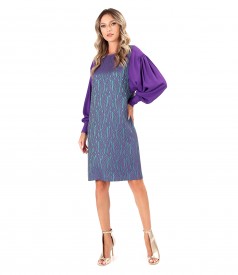 Rochie lejera din stofa elastica cu viscoza cu maneci bufante