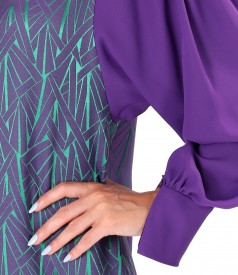 Rochie lejera din stofa elastica cu viscoza cu maneci bufante