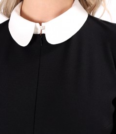 Rochie office din jerse elastic gros cu guler alb