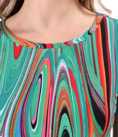 Bluza din jerse elastic imprimat cu motive geometrice