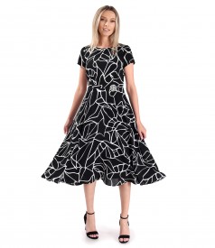 Rochie midi din viscoza imprimata cu motive geometrice