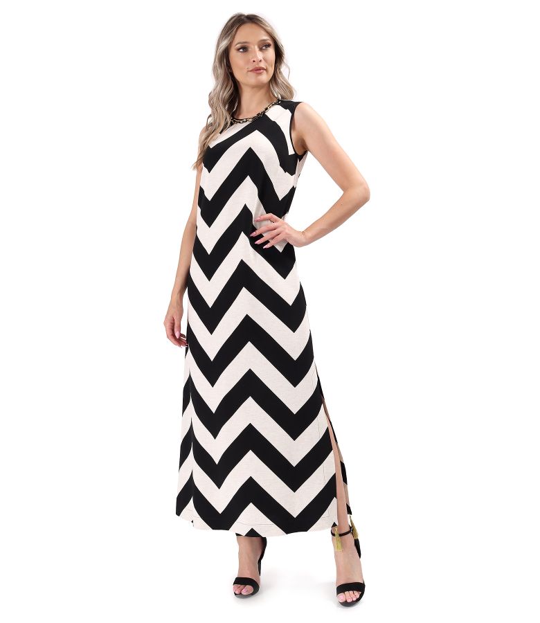 Rochie lunga din viscoza cu in cu slit pe lateral