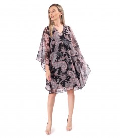Rochie fluture din voal fin imprimat cu motive paisley
