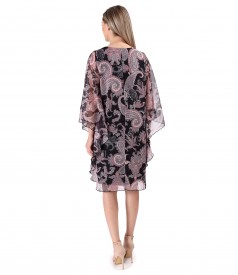 Rochie fluture din voal fin imprimat cu motive paisley