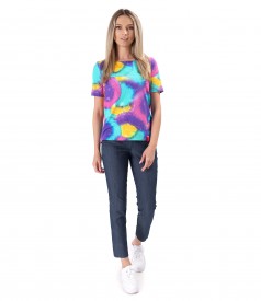 Pantaloni pana din denim cu cusatura decorativa