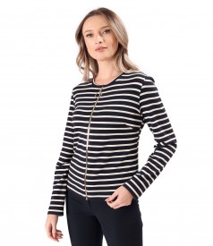 Bluza din jerse elastic gros cu lana si fermoar pe fata