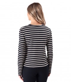 Bluza din jerse elastic gros cu lana si fermoar pe fata