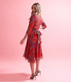 Rochie eleganta din voal imprimat