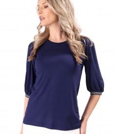 Bluza din jerse elastic cu maneci 3/4