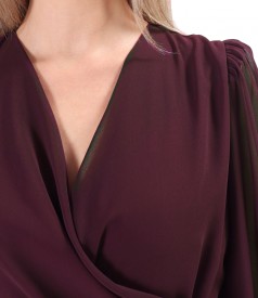 Rochie midi asimetrica din voal uni