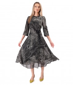 Rochie midi din viscoza imprimata cu motive florale