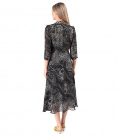 Rochie midi din viscoza imprimata cu motive florale