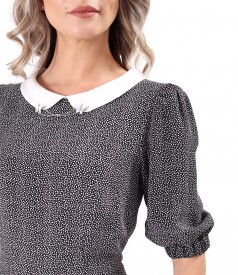 Rochie midi din viscoza imprimata cu picouri