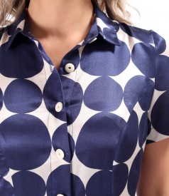 Rochie eleganta tip camasa din bumbac cu matase naturala