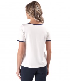 Bluza din jerse elastic cu garnituri in contrast