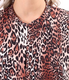 Sacou din stofa tip crep cu animal print