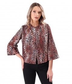 Sacou din stofa tip crep cu animal print
