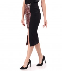 Fusta midi din stofa tip crep cu animal print