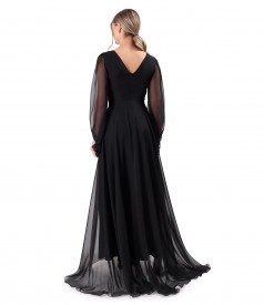 Rochie lunga de seara din voal uni