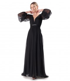 Rochie lunga de seara din voal uni