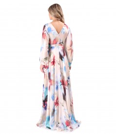 Rochie lunga de seara din voal imprimat