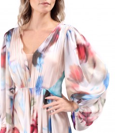 Rochie lunga de seara din voal imprimat