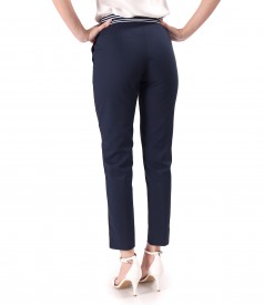 Pantaloni din bumbac elastic cu banda elastica decorativa