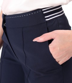 Pantaloni din bumbac elastic cu banda elastica decorativa