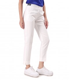 Pantaloni din bumbac elastic cu banda elastica decorativa