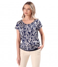 Bluza lejera cu fata din satin de viscoza imprimata