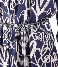 Rochie lunga tip camasa din satin de viscoza imprimata